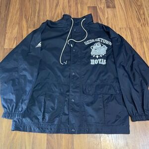 Apex One Georgetown Hoyas Jacket Mens Medium Navy Blue Nylon Windbreaker Vintage